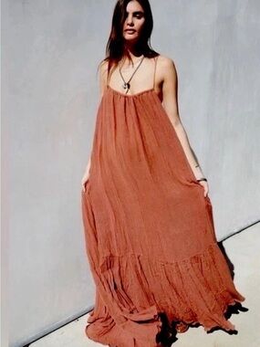 Jen's Pirate Booty Spaghetti-Strap Maxi Dress in Rust